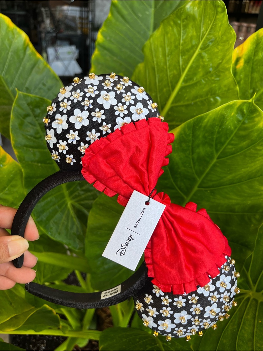 Disney Baublebar Minnie Mouse Classic White Floral Ears Headband